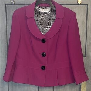 TAHARI by Arthur S. Levine SZ 16 Violet Peplum Button Up Blazer Jacket #boss